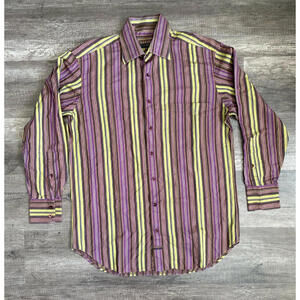 Robert Talbott medium men's long sleeve dress shirt casual Stripped Multi Color